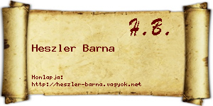 Heszler Barna névjegykártya